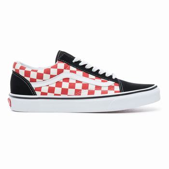 Férfi Vans Checkerboard Old Skool Tornacipő VA5048712 Fekete Piros